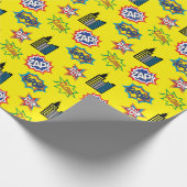 イエローとブルーのスーパーヒーローメトロポリス ラッピングペーパー (角)