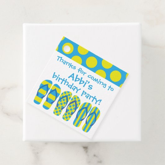 イエローとブルーのビーチサンダルギフトまたはパーティーの好意ラベル フェイバータグ (インサイチュ)