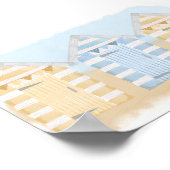 イエローとブルーのビーチハッツ海水彩 ポスター (角)