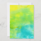イエローとブルーの水彩画の誕生日招待状 招待状 (裏面)