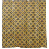 イエローとブロンズのダイヤモンドバーストパターン シャワーカーテン (正面)