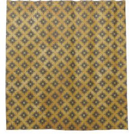 イエローとブロンズのダイヤモンドバーストパターン シャワーカーテン