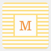 イエローとホワイトのストライプ カスタムモノグラム スクエアシール (正面)