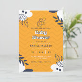 イエローとホワイトの花のベビーシャワー招待状 招待状 (スタンド正面)