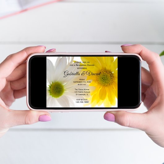 イエローとホワイトデイジー結婚ズのリハーサルディナー 招待状