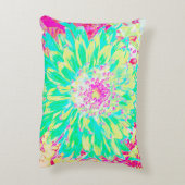 イエローとマゼンタの装飾用ダリア花 アクセントクッション (裏面(縦))
