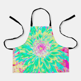 イエローとマゼンタの装飾用ダリア花 エプロン