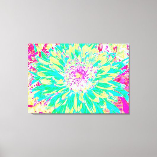 イエローとマゼンタの装飾用ダリア花 キャンバスプリント (正面)