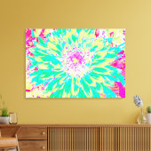 イエローとマゼンタの装飾用ダリア花 キャンバスプリント (インサイチュ (リビング))