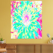 イエローとマゼンタの装飾用ダリア花 キャンバスプリント (インサイチュ (リビング))