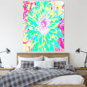 イエローとマゼンタの装飾用ダリア花 キャンバスプリント (インサイチュ (寝室))