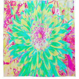 イエローとマゼンタの装飾用ダリア花 シャワーカーテン