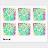 イエローとマゼンタの装飾用ダリア花 スクエアシール (シート)