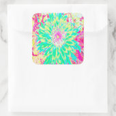 イエローとマゼンタの装飾用ダリア花 スクエアシール (バッグ)