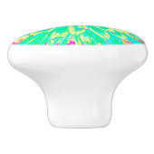 イエローとマゼンタの装飾用ダリア花 セラミックノブ (側面)