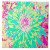 イエローとマゼンタの装飾用ダリア花 タイル (正面)