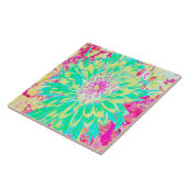 イエローとマゼンタの装飾用ダリア花 タイル (側面)