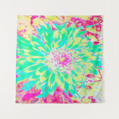 イエローとマゼンタの装飾用ダリア花 タペストリー (正面(横))