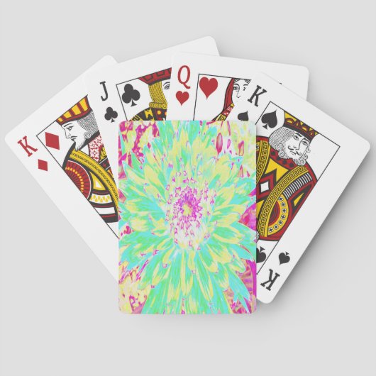 イエローとマゼンタの装飾用ダリア花 トランプ (裏面)