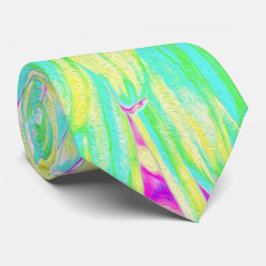 イエローとマゼンタの装飾用ダリア花 ネクタイ