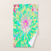 イエローとマゼンタの装飾用ダリア花 バスタオルセット (ハンドタオル)