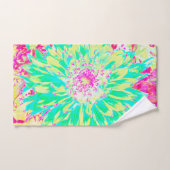 イエローとマゼンタの装飾用ダリア花 バスタオルセット (ハンドタオル)