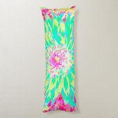 イエローとマゼンタの装飾用ダリア花 ボディピロー (裏面 (縦))