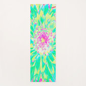 イエローとマゼンタの装飾用ダリア花 ヨガマット (正面)