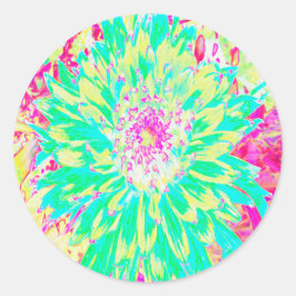 イエローとマゼンタの装飾用ダリア花 ラウンドシール