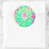 イエローとマゼンタの装飾用ダリア花 ラウンドシール (バッグ)