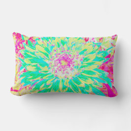 イエローとマゼンタの装飾用ダリア花 ランバークッション