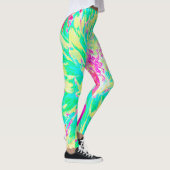 イエローとマゼンタの装飾用ダリア花 レギンス (右)