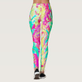 イエローとマゼンタの装飾用ダリア花 レギンス (裏面)