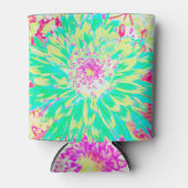 イエローとマゼンタの装飾用ダリア花 缶クーラー (正面)