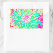 イエローとマゼンタの装飾用ダリア花 長方形シール (バッグ)