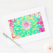 イエローとマゼンタの装飾用ダリア花 長方形シール (封筒)