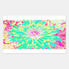 イエローとマゼンタの装飾用ダリア花 長方形シール