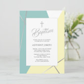 イエローとミントグリーンの洗礼 招待状 (スタンド正面)