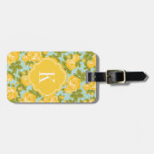 イエローとミントヴィンテージバラモノグラム ラゲッジタグ (正面横)
