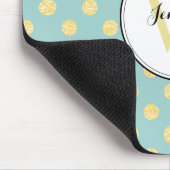 イエローとミント水玉模様パターンモノグラム マウスパッド (コーナー)