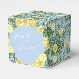 イエローとライトブルーのバラヴィンテージ春の結婚式 フェイバーボックス