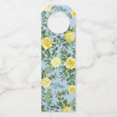 イエローとライトブルーのバラヴィンテージ春の結婚式 ボトルネックタグ (裏面)