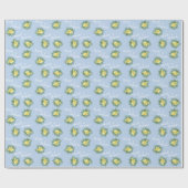 イエローとライトブルーのバラヴィンテージ春の結婚式 ラッピングペーパー (フラット)