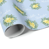 イエローとライトブルーのバラヴィンテージ春の結婚式 ラッピングペーパー (ロールコーナー)