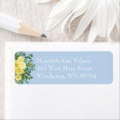 イエローとライトブルーのバラヴィンテージ春の結婚式 ラベル (インサイチュ)