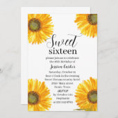 イエローのひまわり フラワースイート16の誕生日パーティー 招待状 (正面/裏面)