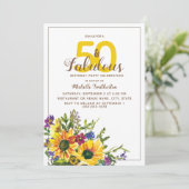 イエローのひまわり 紫の花 50 素晴らしい 招待状 (スタンド正面)