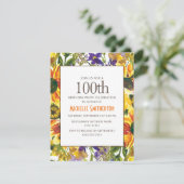 イエローのひまわり 100歳の誕生日パーティー 招待状 (スタンド正面)