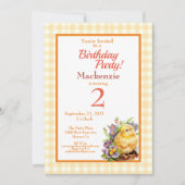 イエローのひよこ誕生日パーティー 招待状 (正面)
