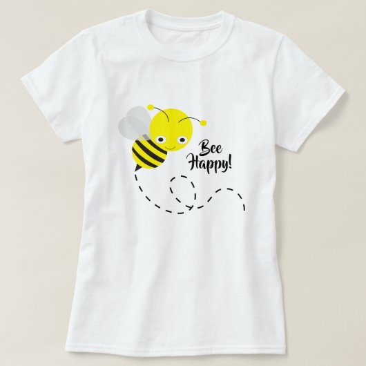 イエローのまわりにビー幸せ! Tシャツ (デザイン正面)